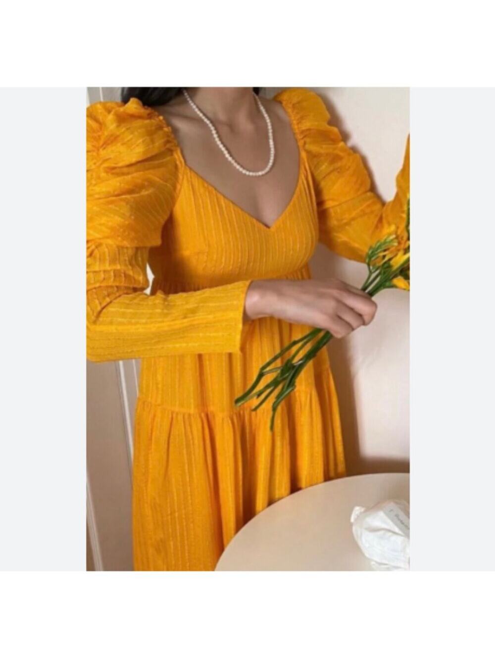 NEW Rejina Pyo Midi Dress Size 4 Mulberry Silk Puff Sleeve Feminine Romantic